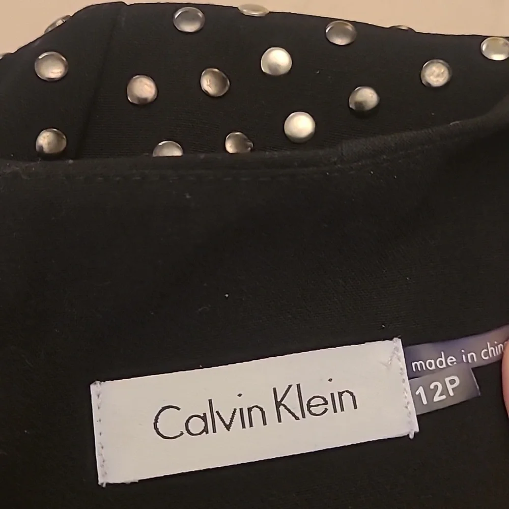 NWOT Calvin Klein Black Silver Studded Short Sleeved Fully Zip Back Midi Dress - Picture 9 of 15